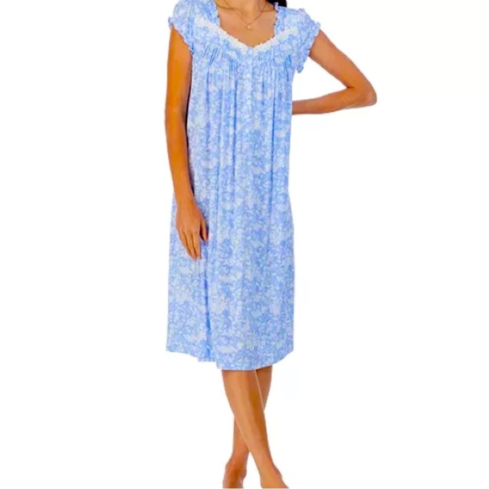 Eileen West Floral Cap Sleeve Waltz Nightgown New Sz Medium